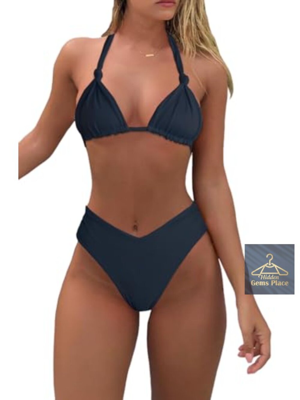 Women's Sexy Halter Triangle String Bikini Set Cheeky High Waisted Thong